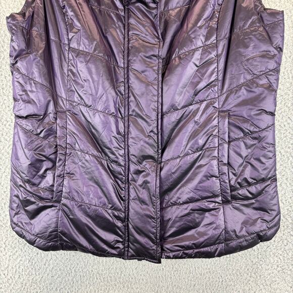 Chicos Zenergy Puffer Vest 8/10 Purple Gorpcore Nylon Full Zip Pockets w/ Bag - Picture 3 of 10